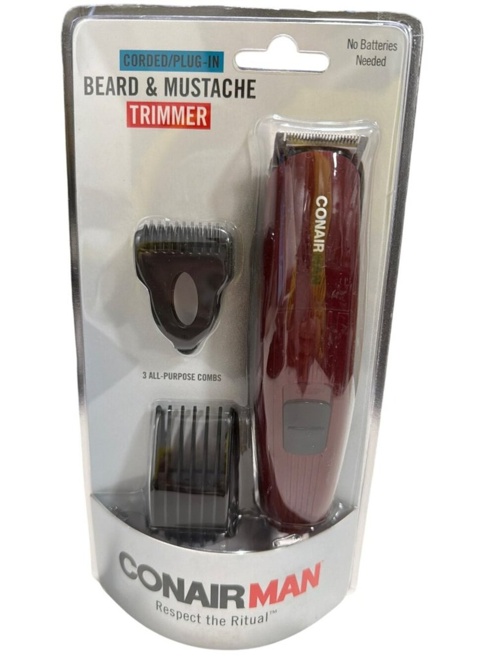 Corded Beard & Mustache Trimmer With 3 Combs New